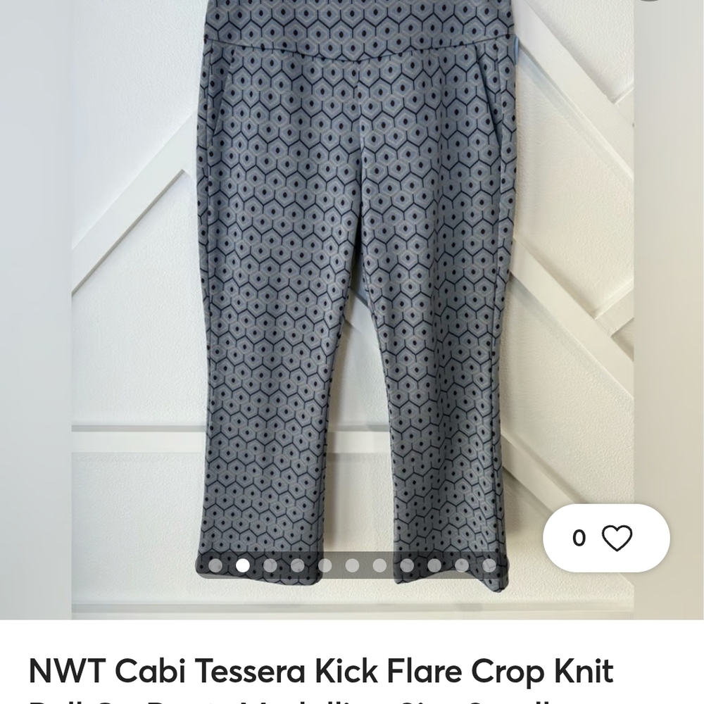CAbi Gray Capris with Geometric Knit Pattern